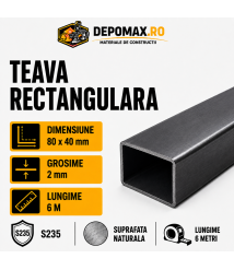 Teava rectangulara 80 x 40 x 2 mm, 6 metri